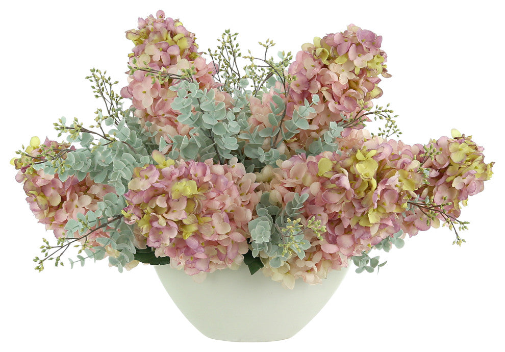 Cone Hydrangea and Eucalyptus Floral Arrangement