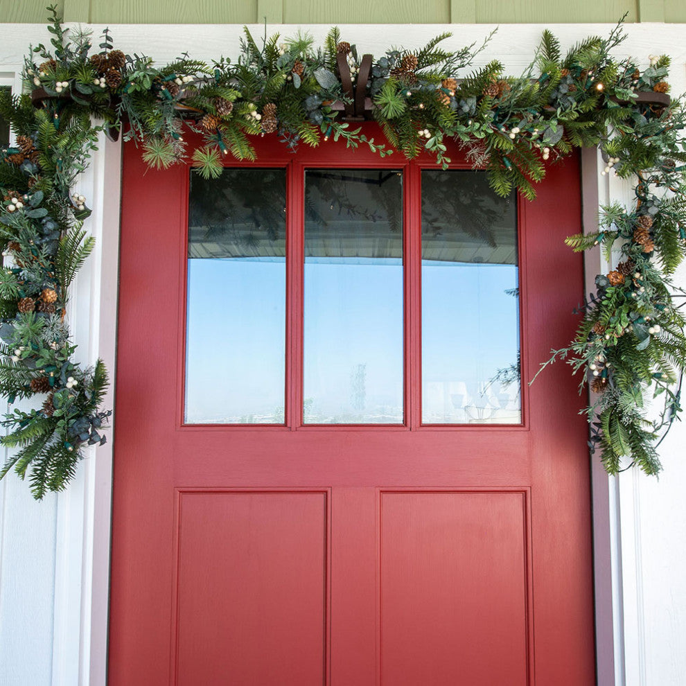 9' Artificial Christmas Garland with Lights, Rustic White Berry