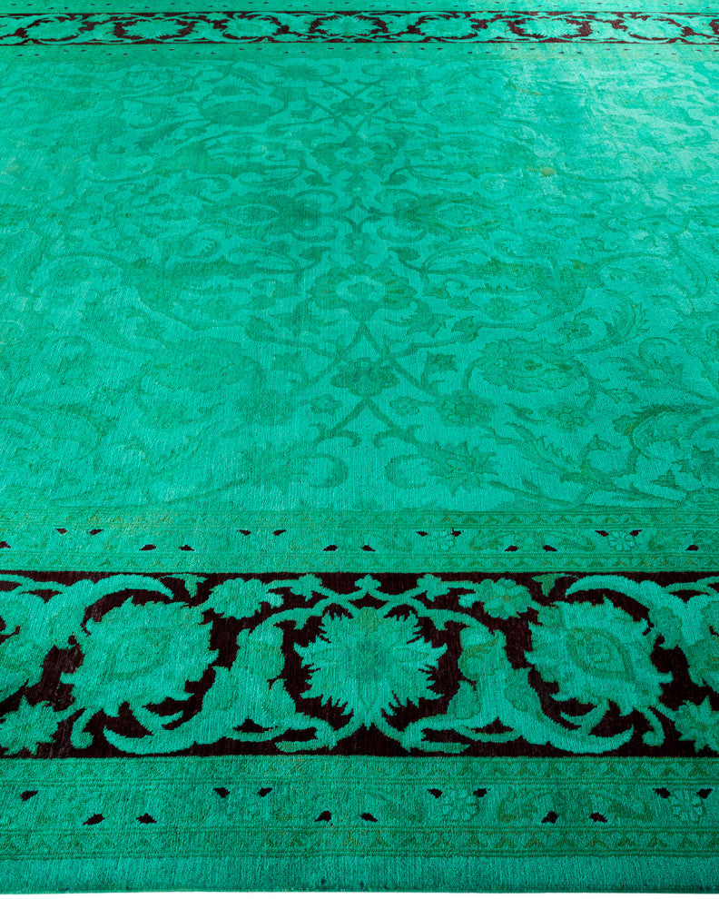 Fine Vibrance, One-of-a-Kind Hand-Knotted Area Rug Green, 9' 3" x 12' 3"