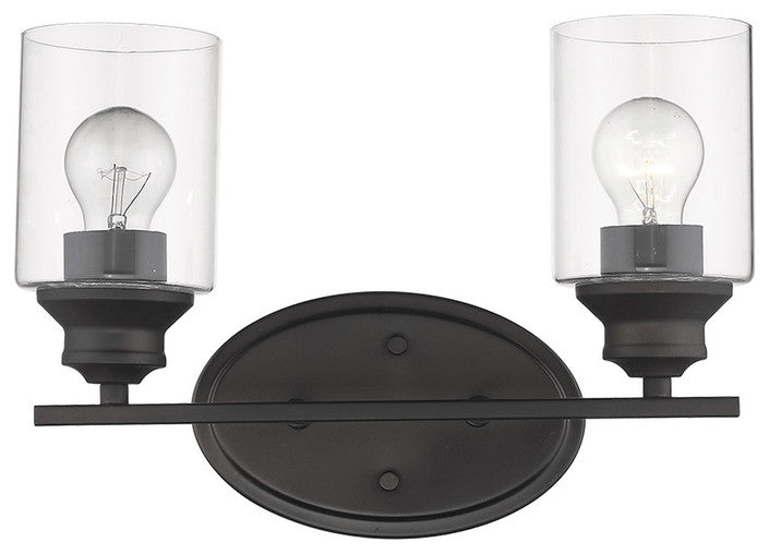 Two Light Bronze Wall Light with Clear Glass Shade