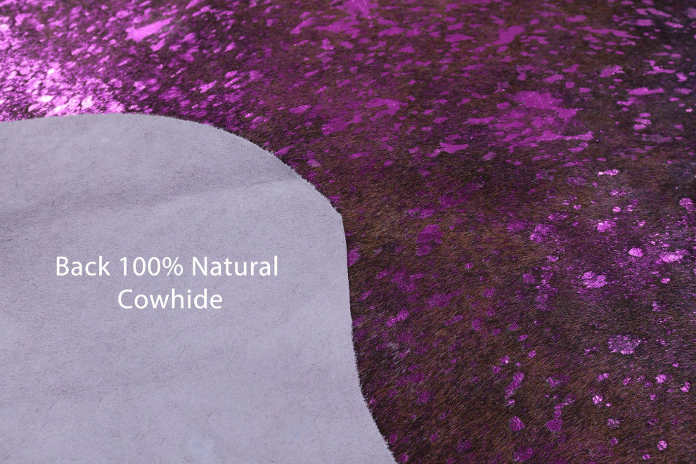 6' 10" X 6' 5" Pink Metallic Cowhide Rug C2172