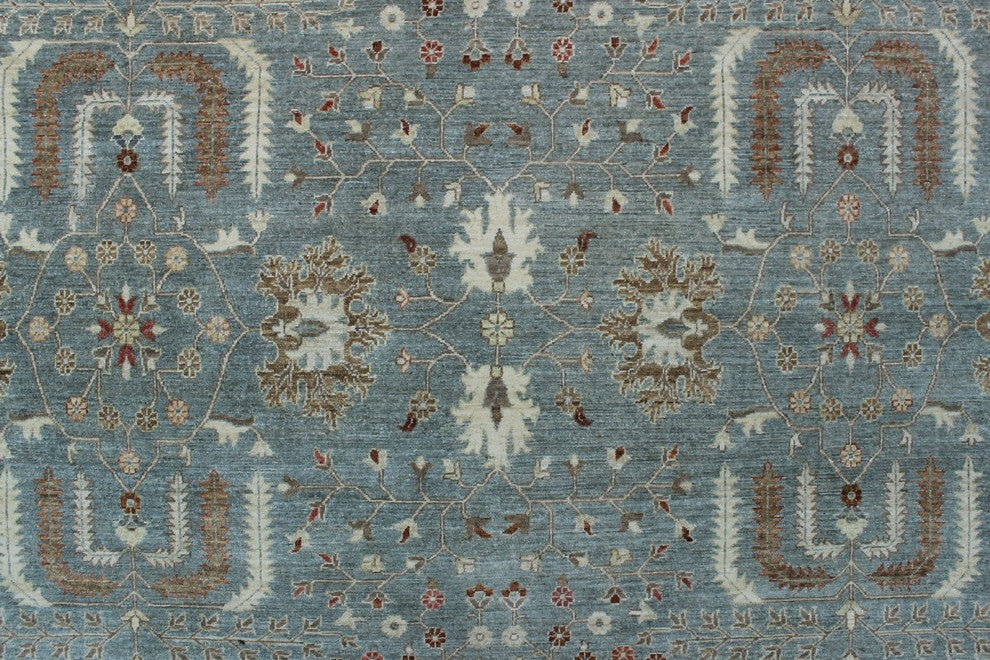 Yousafi Fine Chobi Olaniyi Green-Gray and Ivory Rug, 11''8x14''11