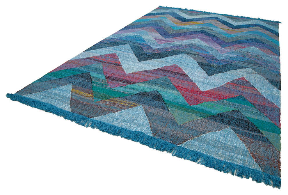 Rug N Carpet - Handmade Turkish 8' 5'' x 13' 0'' Modern Design Wool Kilim Rug