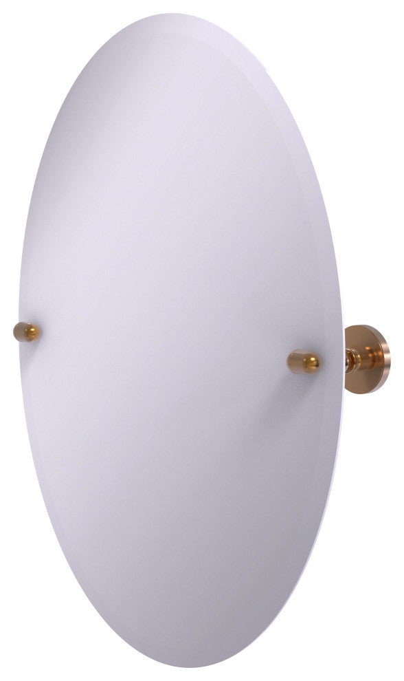 Frameless Oval Beveled Edge Tilt Mirror, Brushed Bronze