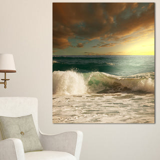 Rushing Waves under Heavy Clouds, Beach Photo Canvas Print, 30"x40"