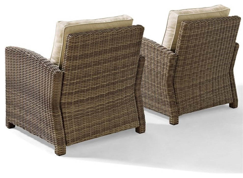 Crosley Furniture Bradenton Fabric Patio Chair in Brown and Sand (Set of 2)
