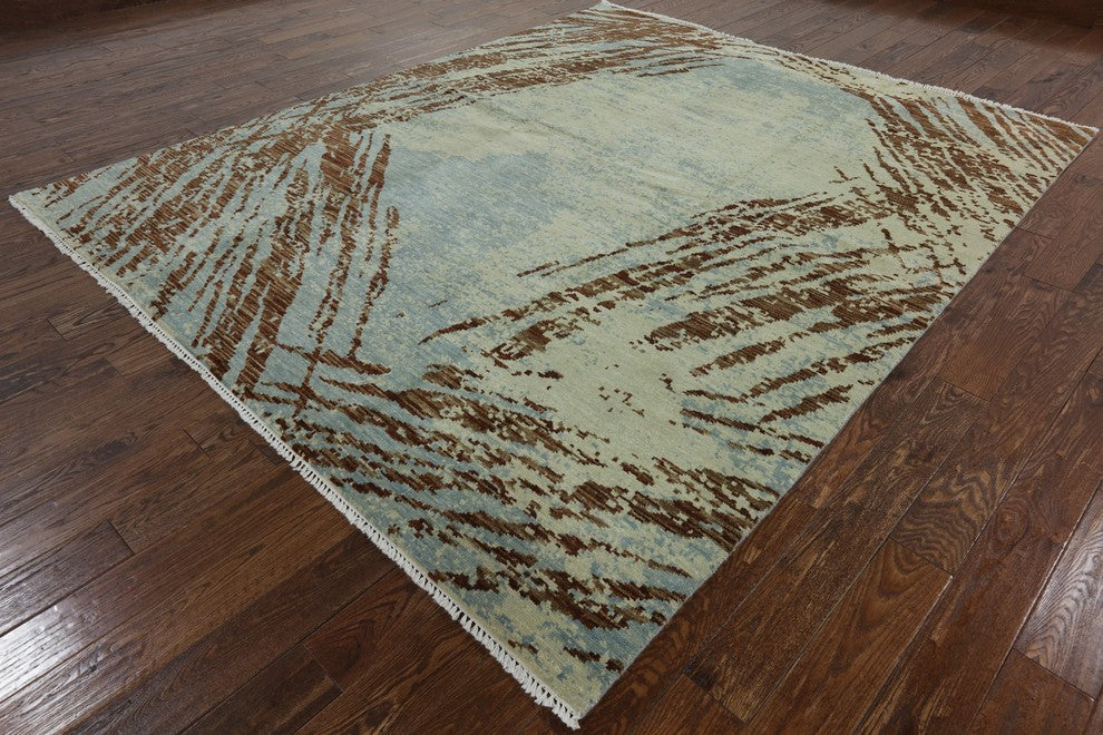 Abstract Multicolor 8'x10' Turkish Knotted Modern Hand Knotted Wool Rug