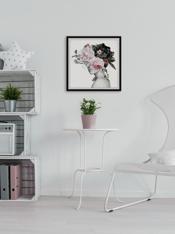 "Butterflies and Peonies" Framed Painting Print, 32x32