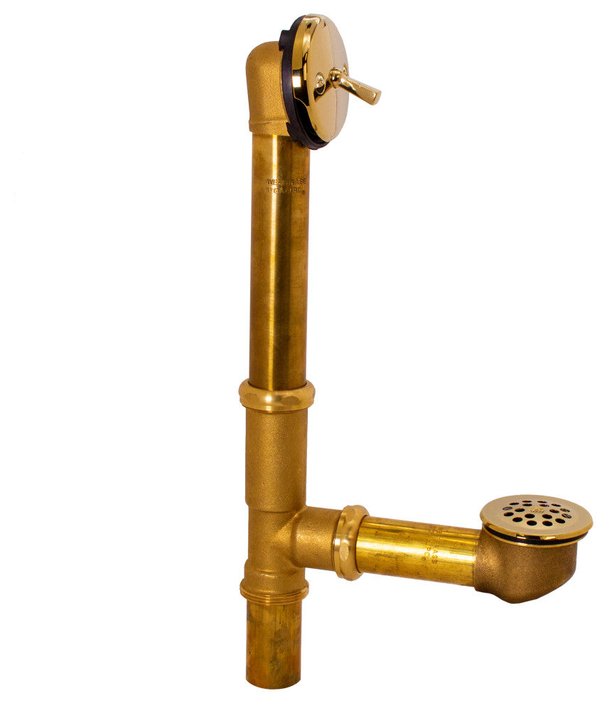 Beehive Grid Bath Waste - 14" Make-Up, 17 Ga. Tubing In Polished Brass, Polished Brass