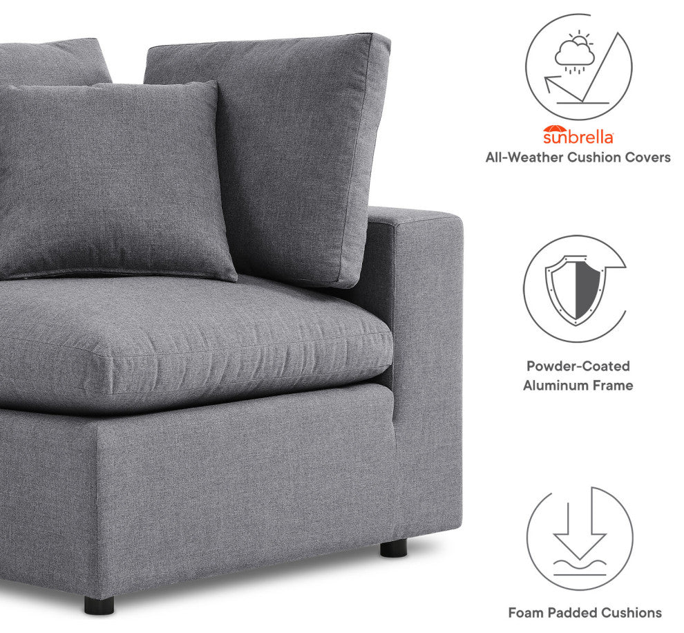 Modular Lounge Sectional Deep Sofa Set, Sunbrella, Gray, Modern, Outdoor