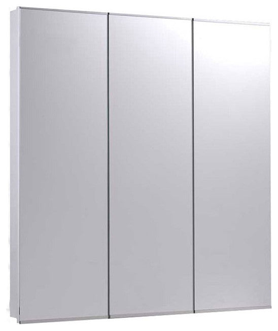 Tri-View Medicine Cabinet, 24"x30", Stainless Steel Trim, Surface Mounted