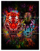 Tiger and Panther with Splashes, Animal Triptych Canvas Print, 28x36, 3 Panels
