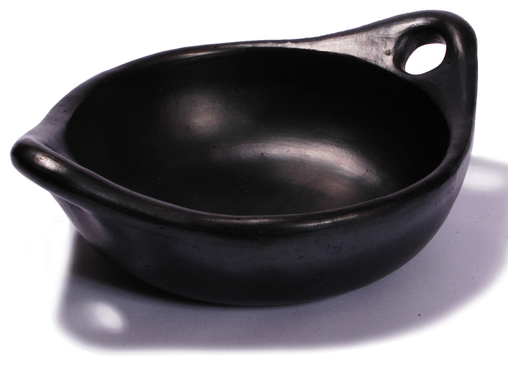 Ancient Cookware, Round Clay Chamba Serving Dish with Handles, Small, 16 Ounces