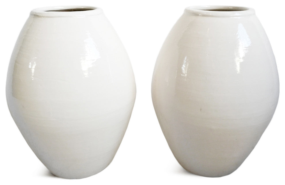 White Milk Oblong Ceramic Vase