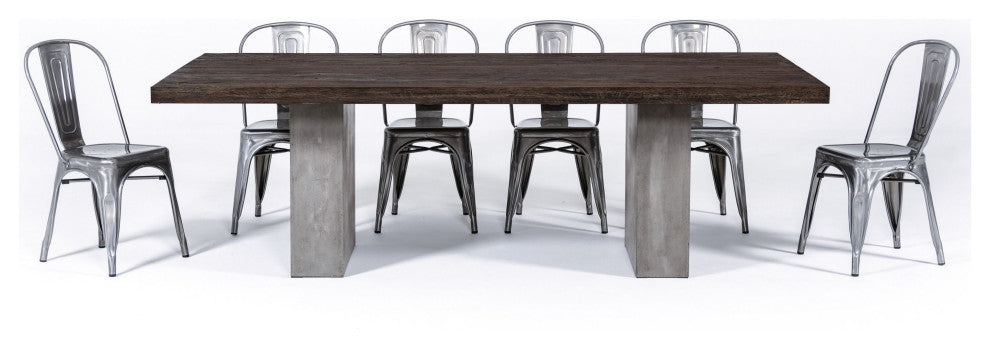Modrest Renzo Modern Oak and Concrete Dining Table 94"