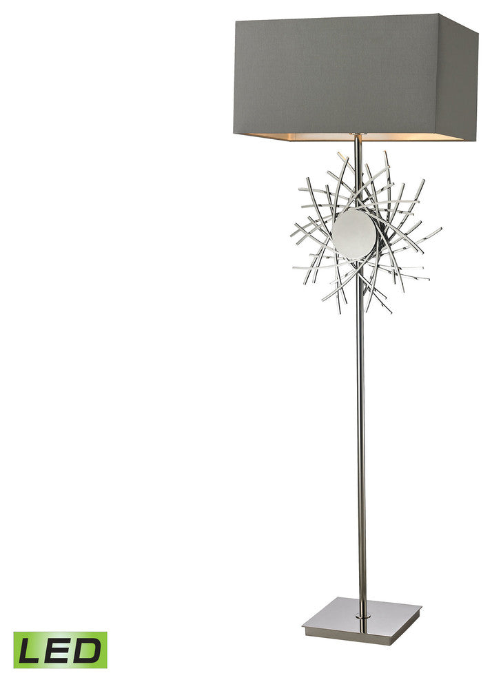 Dimond Cesano Abstract Formed Metalwork LED Floor Lamp, Polished Nickel