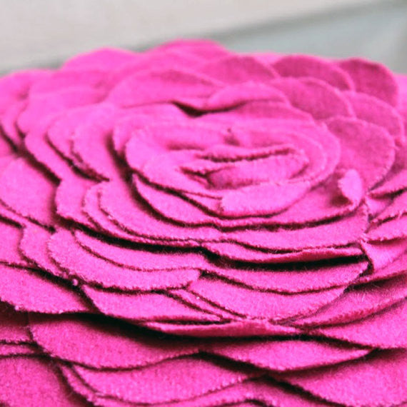 Hot Pink Rose, 26"x26" Faux Suede Fabric Pink Euro Shams