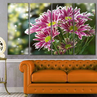 Purple Chrysanthemum Flower, Floral Canvas Art Print, 48"x28", 4 Panels