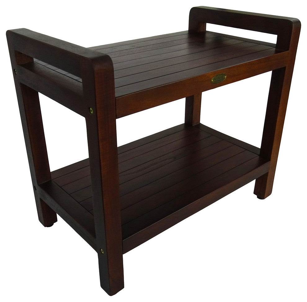 Classic Teak Shower Bench With LiftAid Arms, 24"x18"