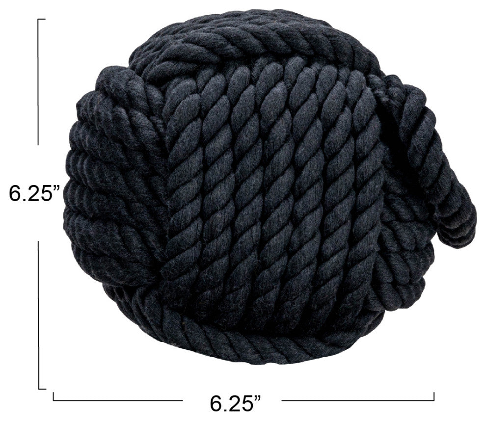 Nautical Rope Knot Decorative Cotton Door Stop, Grey, Black