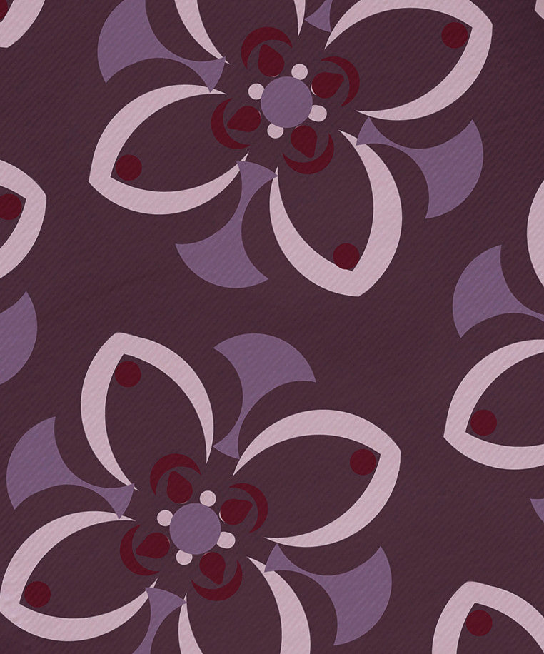 Trumpet Flower Geometric Print Napkin, Bordeaux, Set of 4
