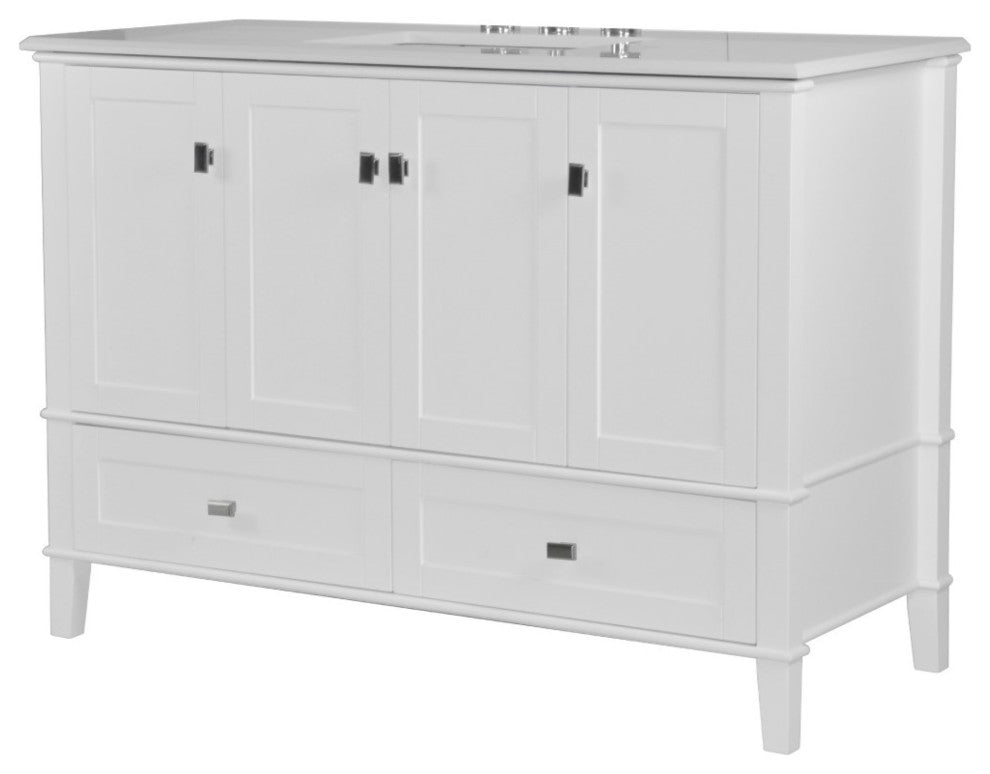 49" Single Vanity, White With Engineered Stone Top
