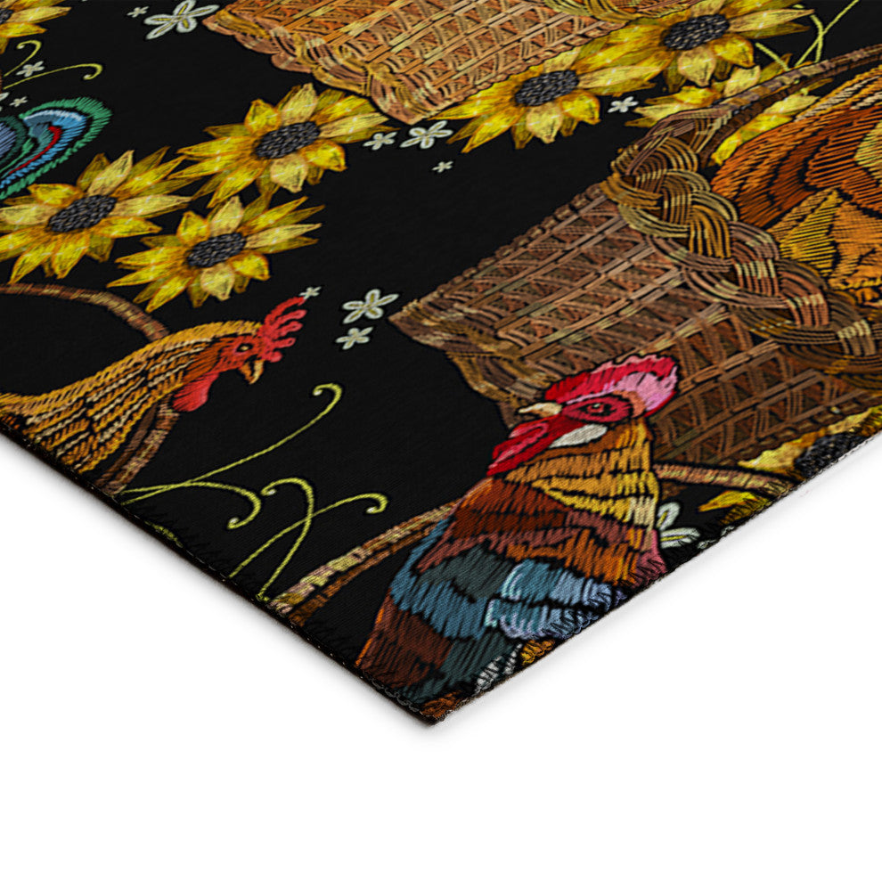 Indoor/Outdoor Kendall KE2 Black Machine Washable 9' x 12' Rug