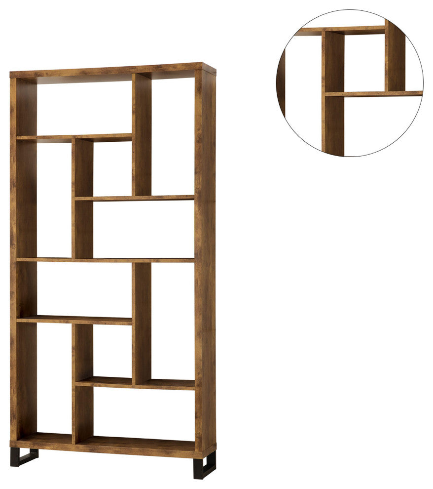 Industrial Rustic Antique Nutmeg Open Bookcase