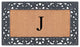 A1HC Rubber & Coir Floral Outdoor Durable Monogram Doormat 18"x30", Black, J