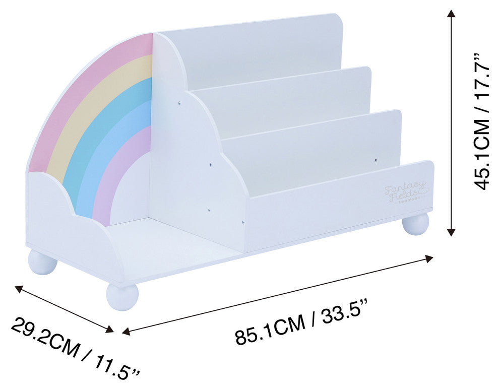 Rainbow Wooden Kid Display Bookcase, White