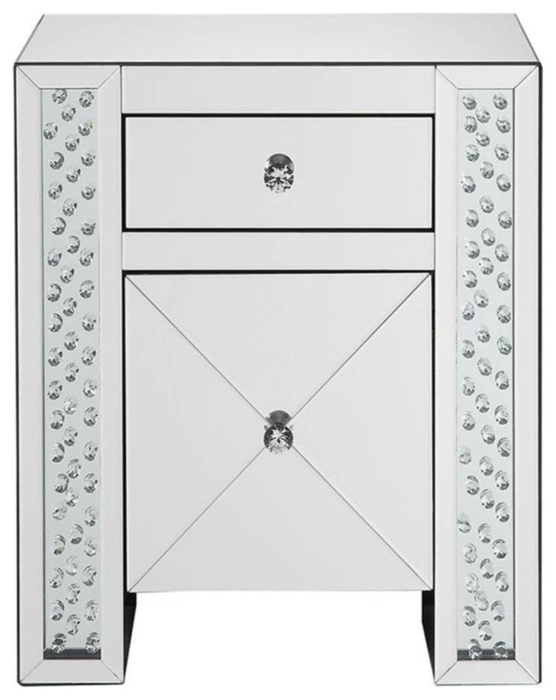 ACME Maisha 2 Drawer Mirrored Nightstand