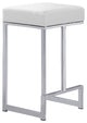Jakob Backless 25" Counter Height Stool, Stainless Steel, Set of 2, White
