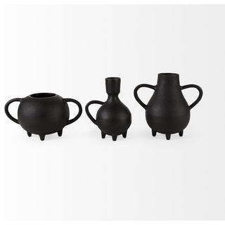 Cyrus 8.7Lx4.7Wx8.3H Black Two handled Vase Decorative Object