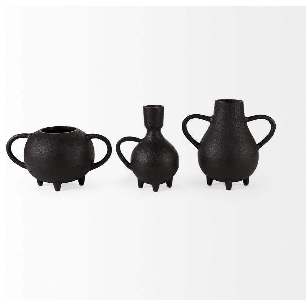 Cyrus 8.7Lx4.7Wx8.3H Black Two handled Vase Decorative Object
