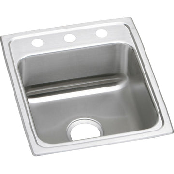 Elkay LRAD172065 Lustertone 17" Drop In Single Basin Stainless - 3 Faucet Holes