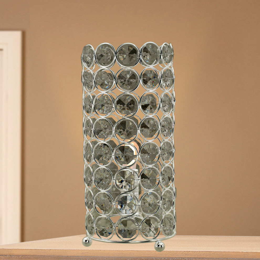 Beaded Clear Acrylic & Polished, Nickel Uplight, 11"