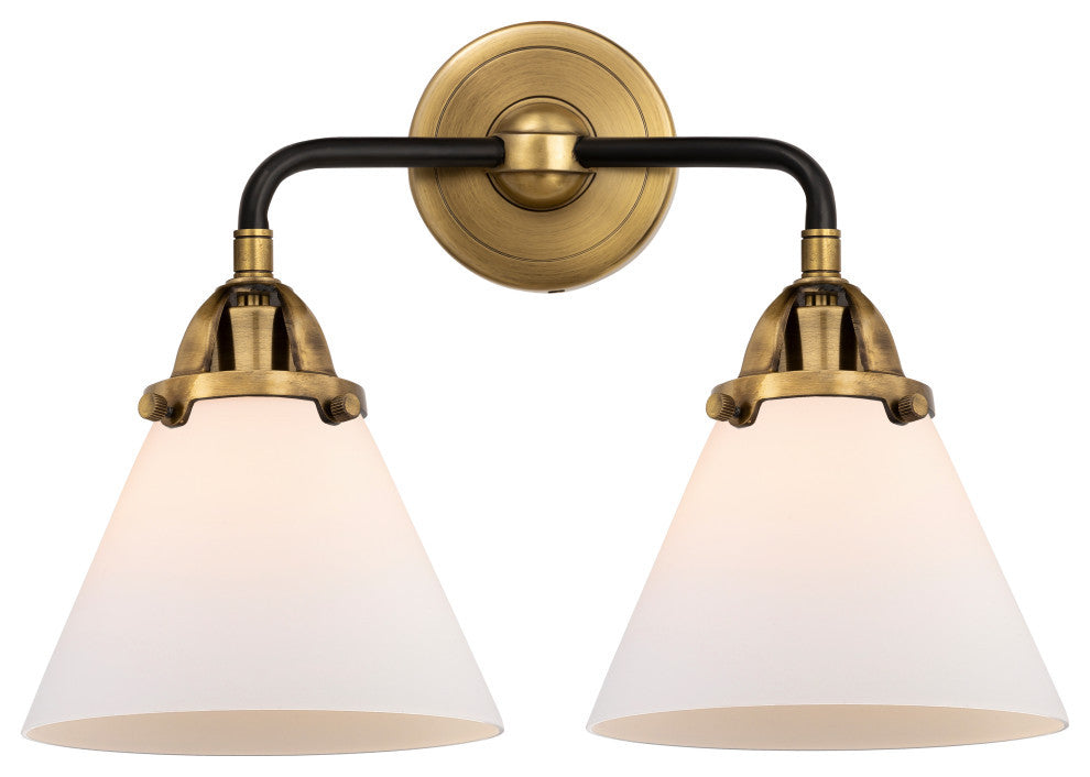 Large Cone Bath Vanity Light, Black Antique Brass, Matte White, Matte White