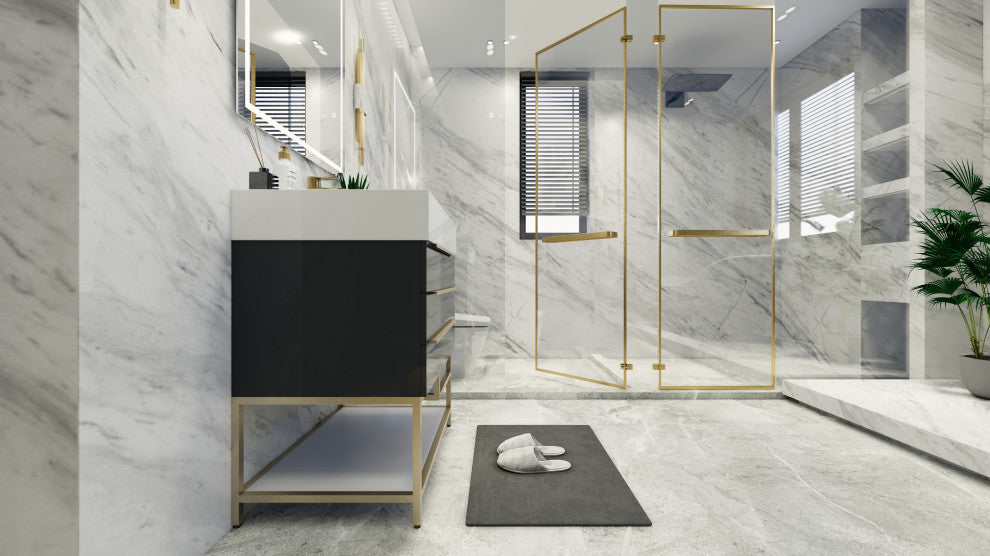 Madison 30" Freestanding Vanity with Reinforced Acrylic Sink, Dark Glossy Gray