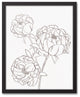 Gray Peony Sketch 16x20 Black Framed Canvas