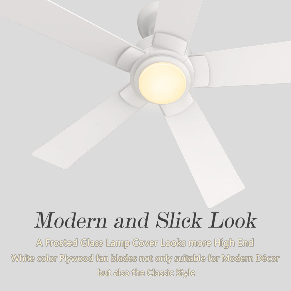 CARRO 52'' 5 Blades Smart Ceiling Fan with Remote Control and Dim LED Light, White