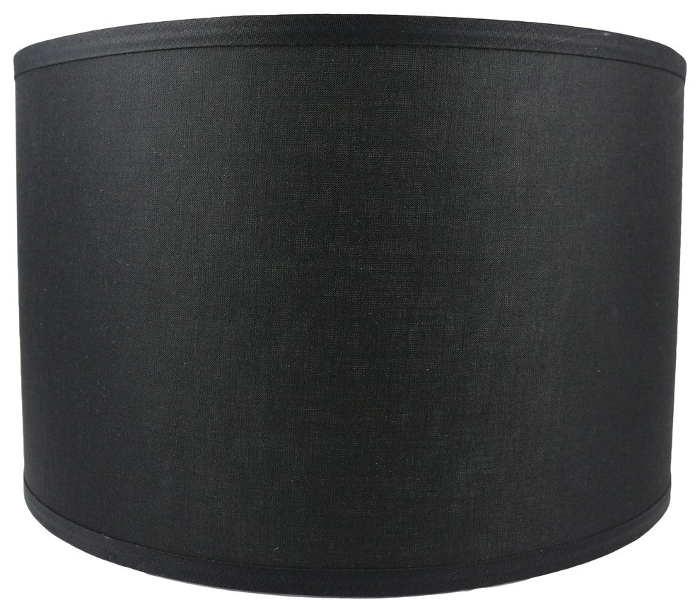 Classic Drum Smooth Linen Lamp Shade, Black, 16"