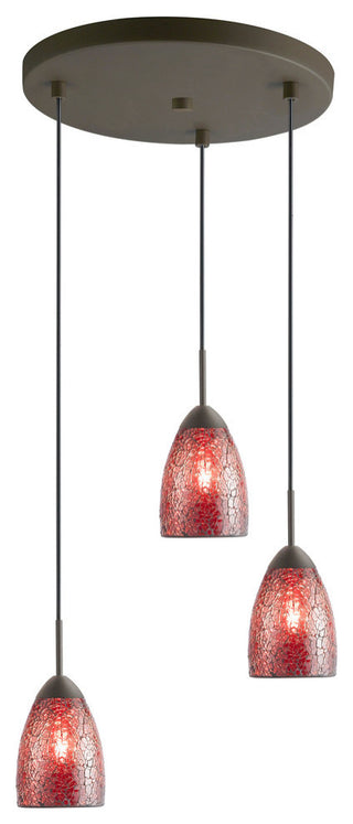 Venezia Mini Pendant, Bronze, Mosaic Red, 3-Light, 11"D