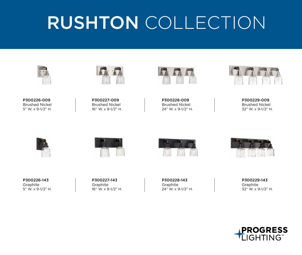 Rushton Collection 1-Light Bath and Vanity, Graphite
