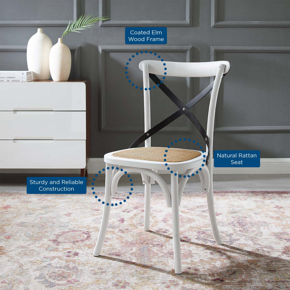Side Dining Chair, Wood, White Black, Modern, Cafe Bistro Restaurant Hospitality