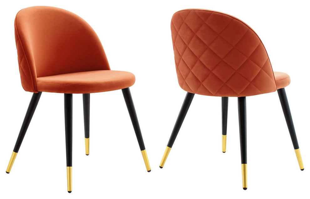 Cordial Performance Velvet Dining Chairs - Set of 2-Orange