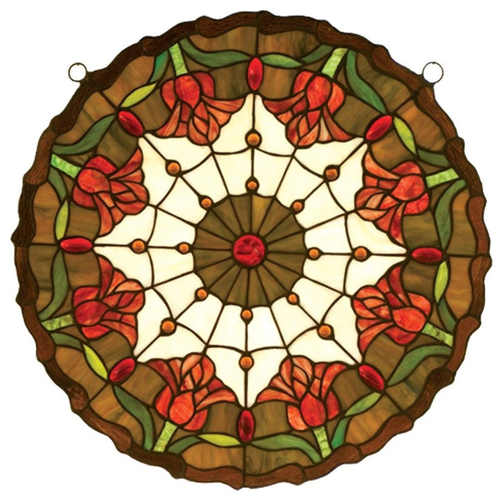 Meyda lighting 14757 18"W X 18"H Colonial Tulip Stained Glass Window