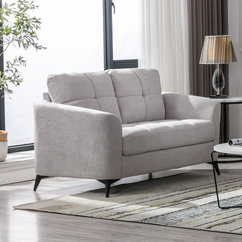 Callie Woven Fabric Loveseat, Light Gray