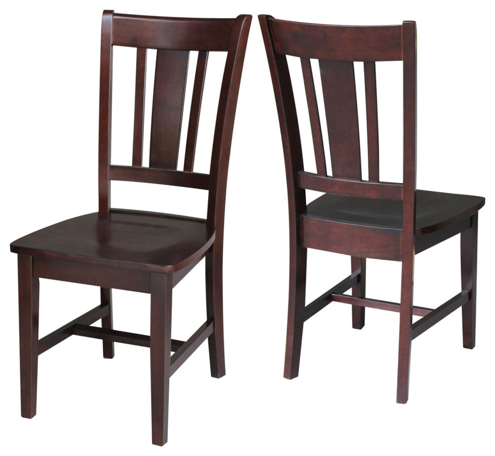Set of Two San Remo Slat Back Chairs, Rich Mocha