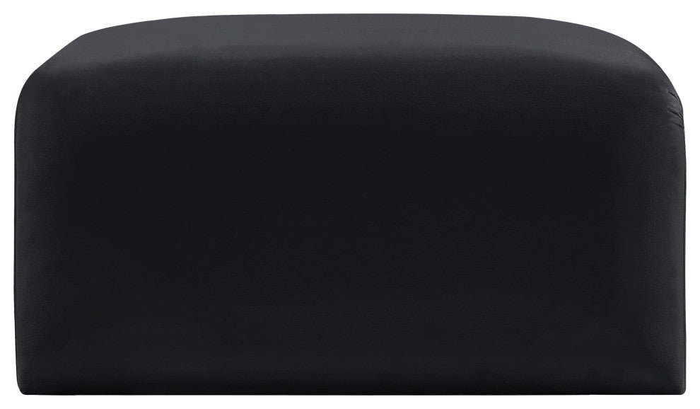 Arc Upholstered Modular Component, Black, 1-Piece: Ottoman, Velvet