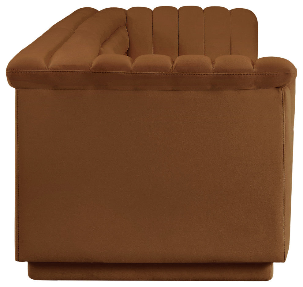 Cascade Upholstered Modular Sofa, Saddle, Velvet, Straight Sofa